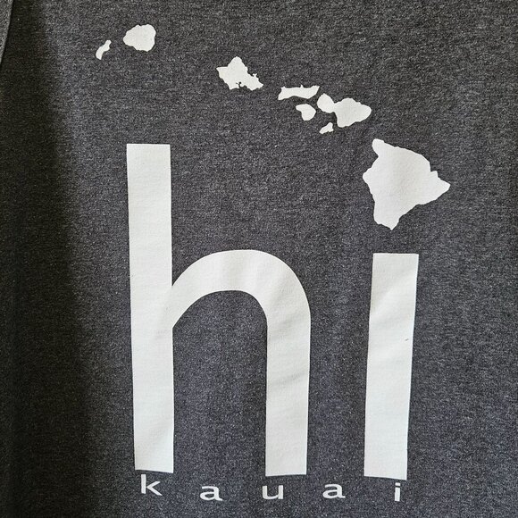 Hawaii Islands "Hi Kauai" Graphic Tank Top Large Gray Beach Vintage Muscle - Picture 3 of 14